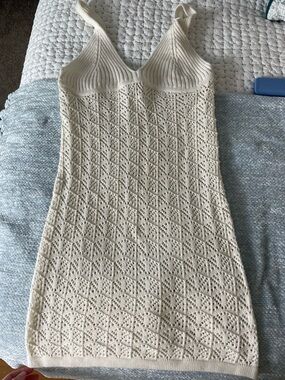 Jessica Simpson Cream Crochet Knit Swim Coverup